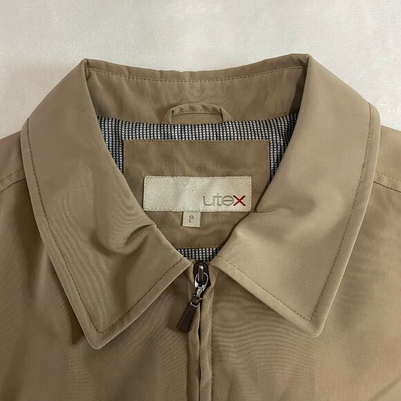 Utex Full Zip Jacket Coat Beige Tan Houndstooth Lined - Picture 3 of 10
